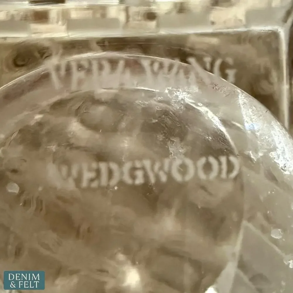 Wedgwood Crystal Votive Holder 3” Square Frosted Stripes Design Set of 2!!‎